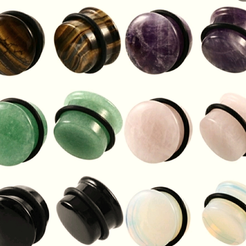 2pcs Natural Stone Ear Flesh Tunnel Plugs